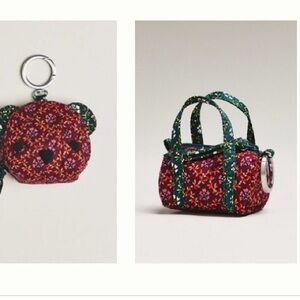 Vera Bradley x Anthropology bag charms set- Lattice Patchwork Mistletoe